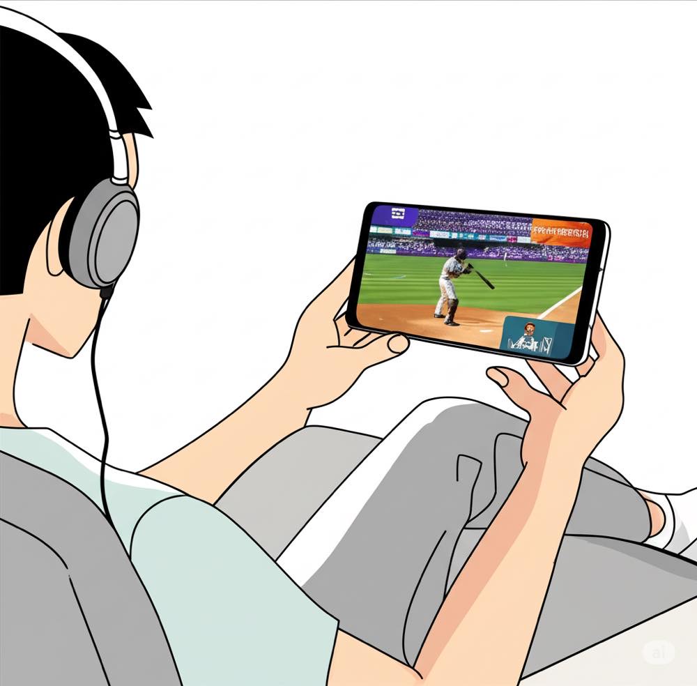 スマホで野球中継を見る